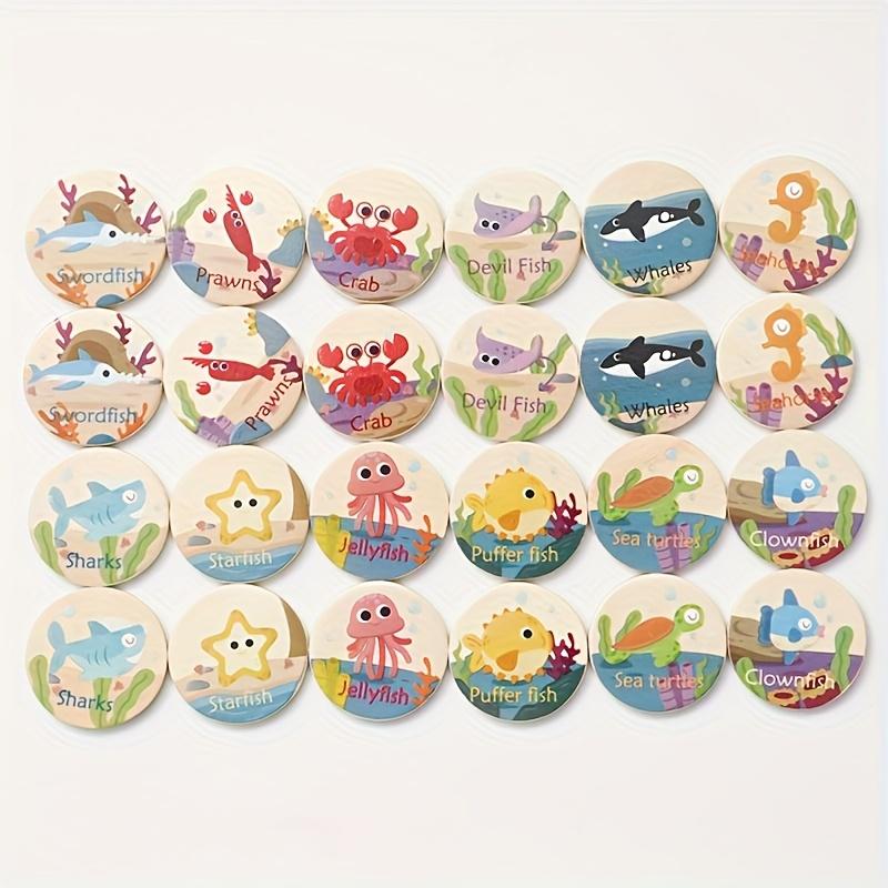 Wooden Dinosaur Match Memory Game for Kids Animal Memory Matching Cards Early Educational Toy for Pre-Kindergarten Kids Gifts