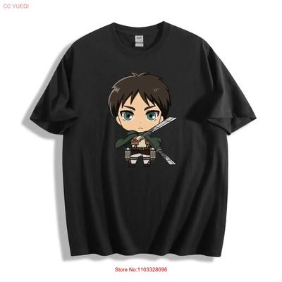 Attack On Titan Chibi Eren T Shirt Cute Anime Character Design  Vintage Washed Unisex Casual Designer Clothes Breathable