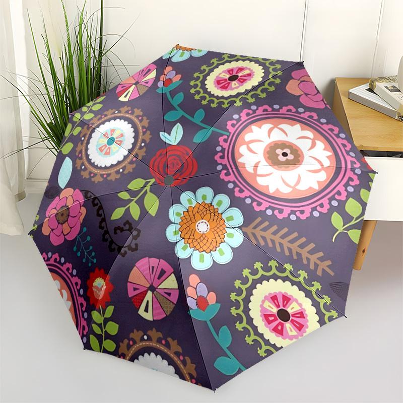 

1pc Floral Mandala Automatic Opening/Closing Umbrella with Operation & Windproof Canopy - Folding Design, Holiday Gift yy260225193