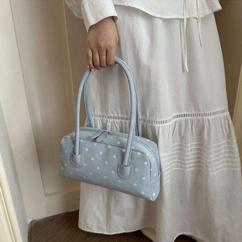 Yogodlns New Large Capacity Shoulder Bags Zipper Polka Dot Bowling Underarm Bags For Women Minimalist Shopper Handbag