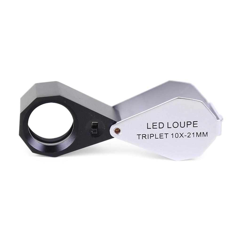 10X 21mm LED Light IlluminatedEye LoupePocket Jewellery- Magnifier- Portable Foldable Magnifying Glass with Lights Gift