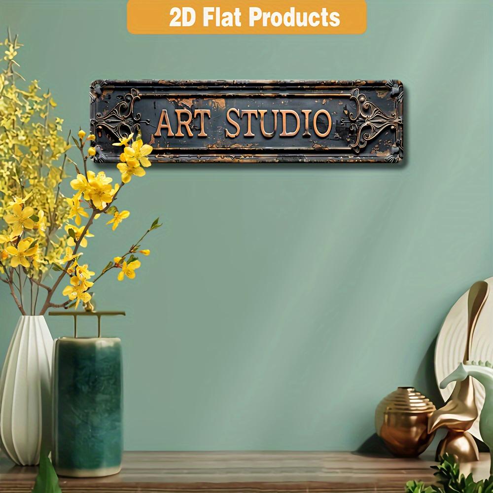 Vintage "Art Studio" Metal Sign , Rustic Black with Ornate Design, Ideal for Home & Office Wall Deco