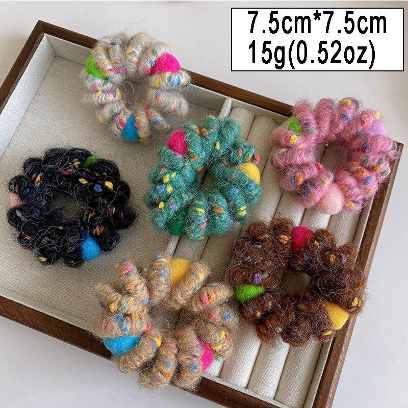 Trendy Plush Telephone Wire Elastic Hair Bands Scrunchies Sweet Colorful Hair Ropes Rubber Bands For Women Hair Accessories Gift
