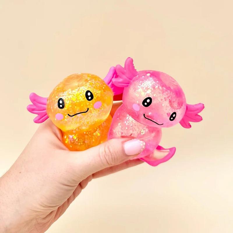 Cute Squishy Salamander Glitter Stress Relieving Squishy Soft Relief Ball Decompression Squeeze Birthday Party Fidget Gifts