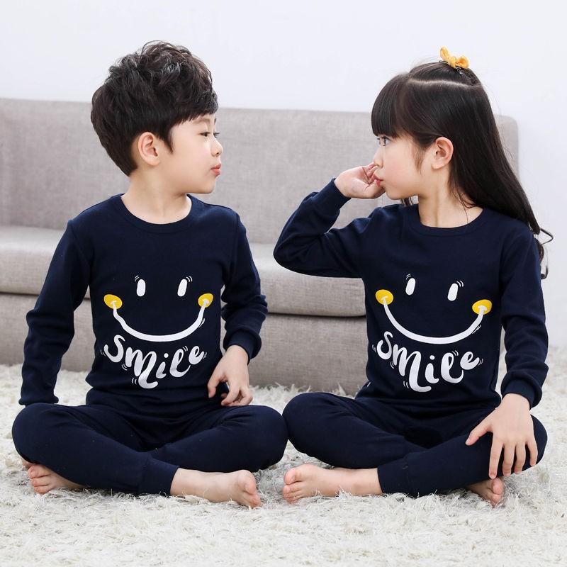Kids Cotton Thermal Underwear Set Boys Girls Long Johns Pajamas Soft Base Layer 3-8 Years