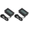 2Pcs Electronic Digital Thermometer Thermostat Temperature Meter 2s Refresh with ProbeBlack