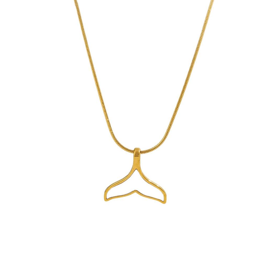 Women’s Minimalist Titanium Steel Fishtail Pendant Necklace – Versatile Light Luxury Clavicle Jewelry