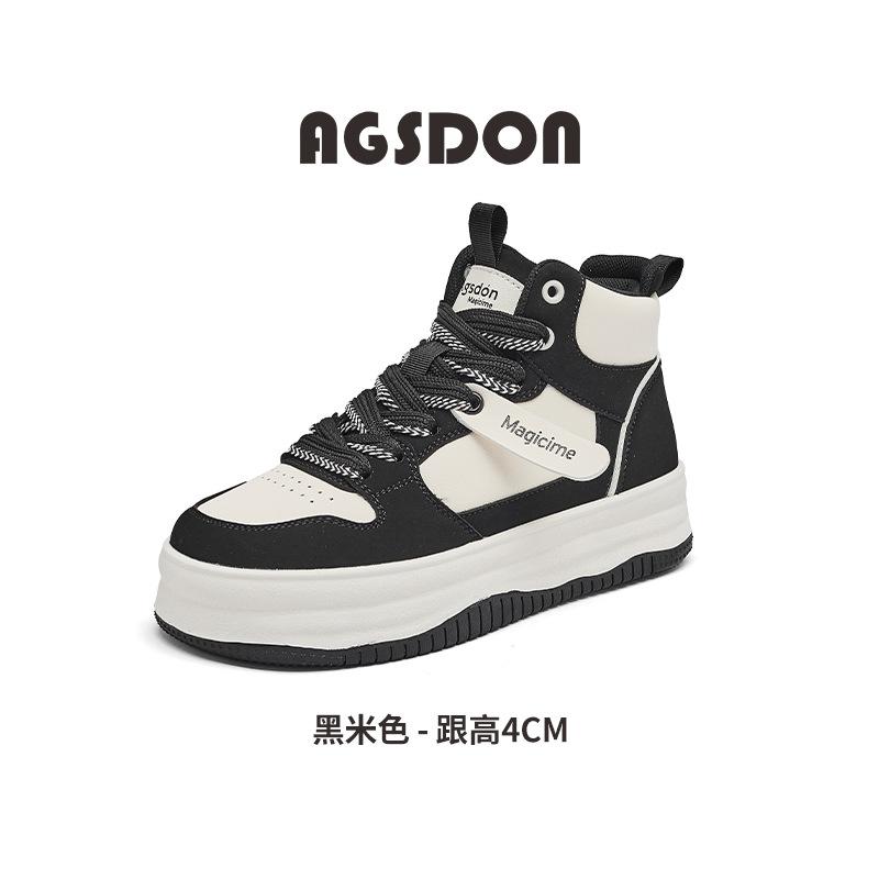 Augustus High-top Board Shoes Women's 2025 New Autumn and Winter Black and White Panda Shoes Platform Casual Sports Women's Shoes
