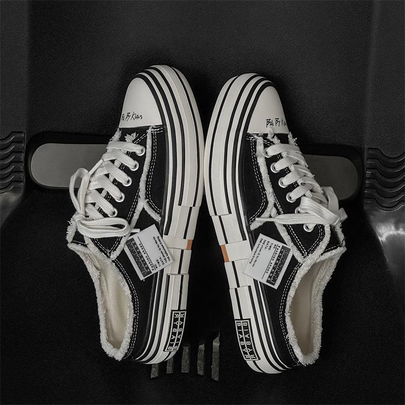 

Мужские туфли Half drag, модные туфли с низким верхом, полудраг, парусиновые туфли для мальчиков, черные туфли на толстой подошве, мужские тканевые туфли 1130 39 чёрный