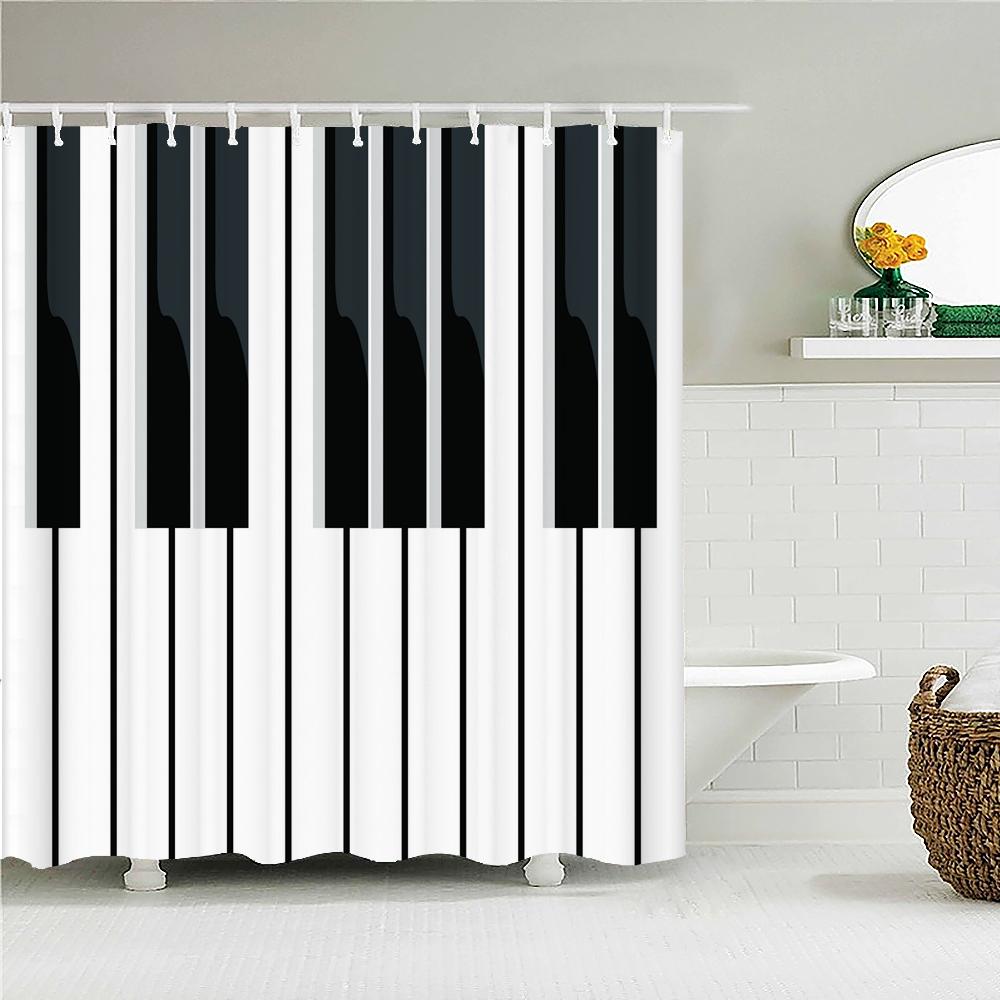 Music Rock Guitar Shower Curtains Modern Bathroom Curtains 3d Printed Decoration Waterproof Cloth with Hooks Bath Curtain