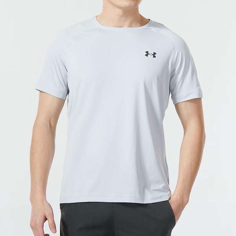 Under Armour Solid RUSH Technology Running Training Quick-Dry Cool Breathable Crew Neck Sports Short Sleeve T-Shirt Men Tops White 1383700-014