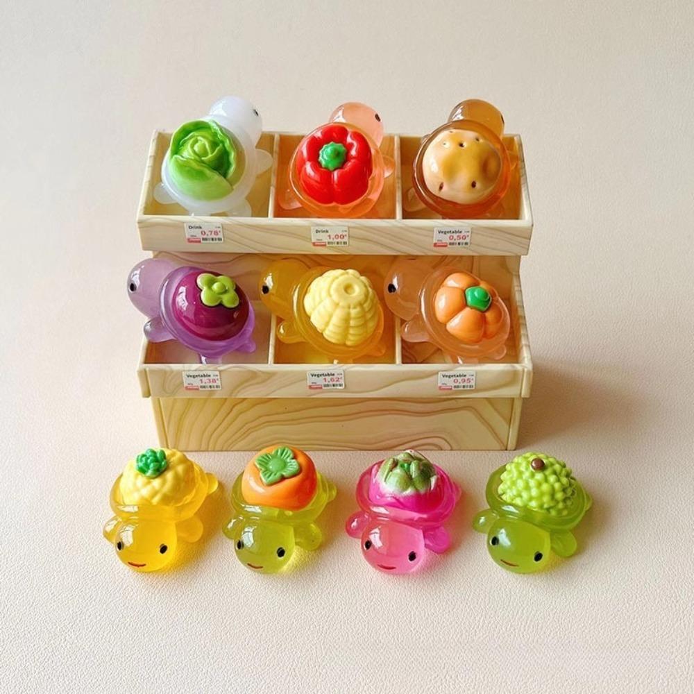 10pcs Set Creative Cartoon Mini Turtle Glow-in-the-dark Resin Figurines Toy Colorful Cute Design Desktop Ornament Home Decor