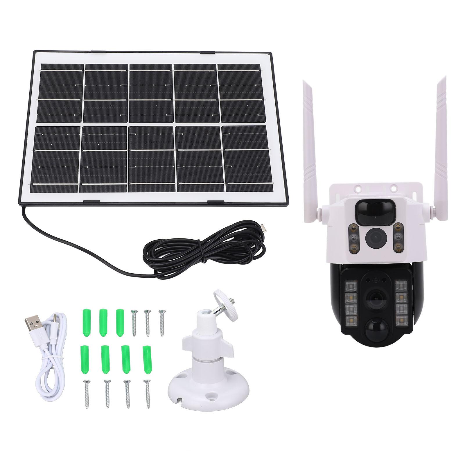

Solar Security Camera 4MP 2K Motion Detection Intelligent Alert 2 Way Talk Dual Lens Outdoor