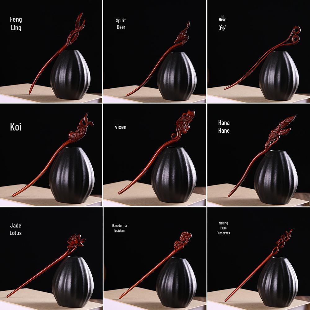 Rosewood Hairpins: Antique-Style Wood Hair Accessories for Hanfu & Qipao