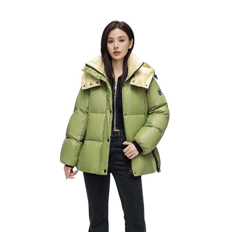 YAYA Women's 2024 Autumn/Winter Mid-Length Hooded Down Jacket