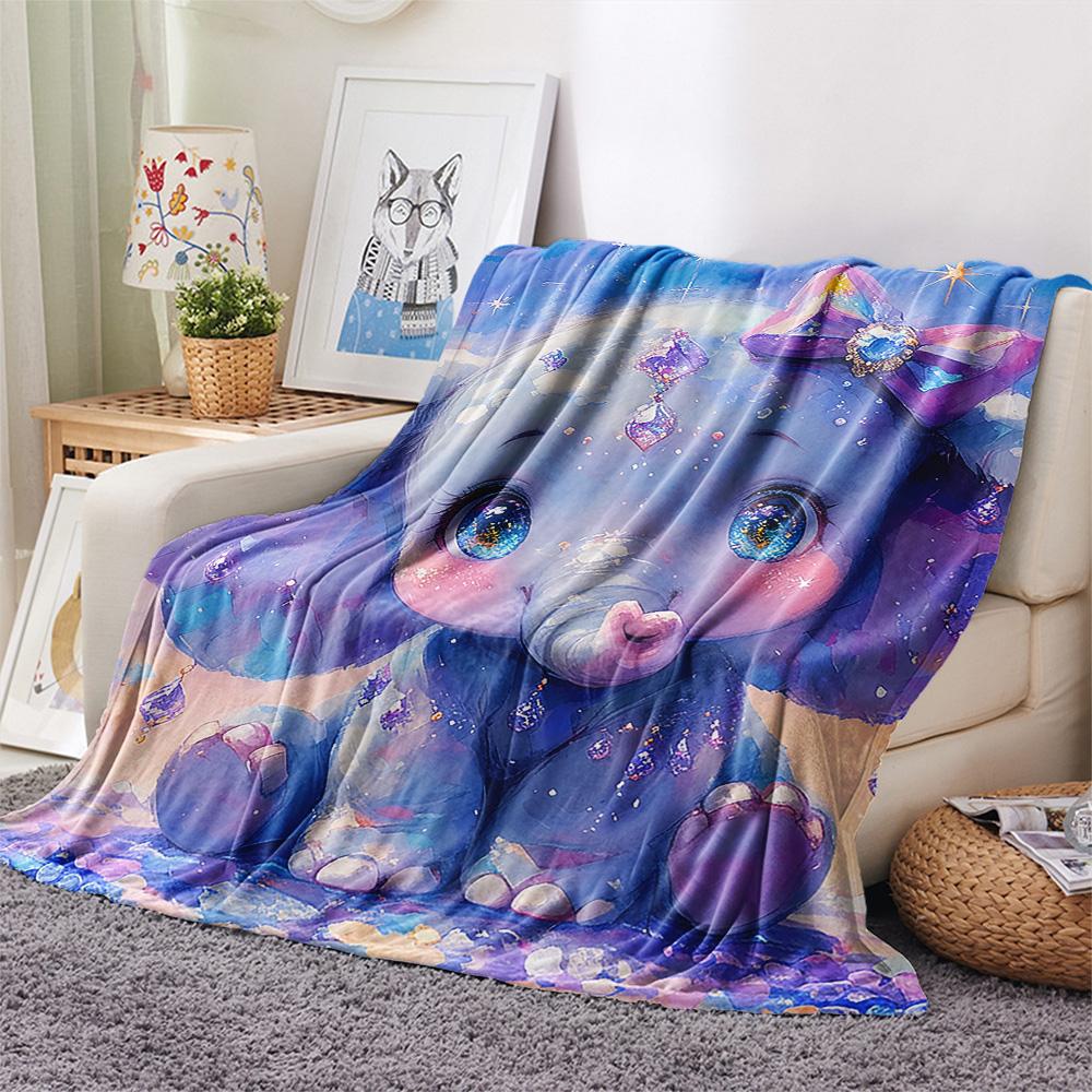 Elephant Print Flannel Blanket, High Quality Comfortable for All Seasons, Home Decor, Warmth and Comfort, Perfect for Christmas Gifts