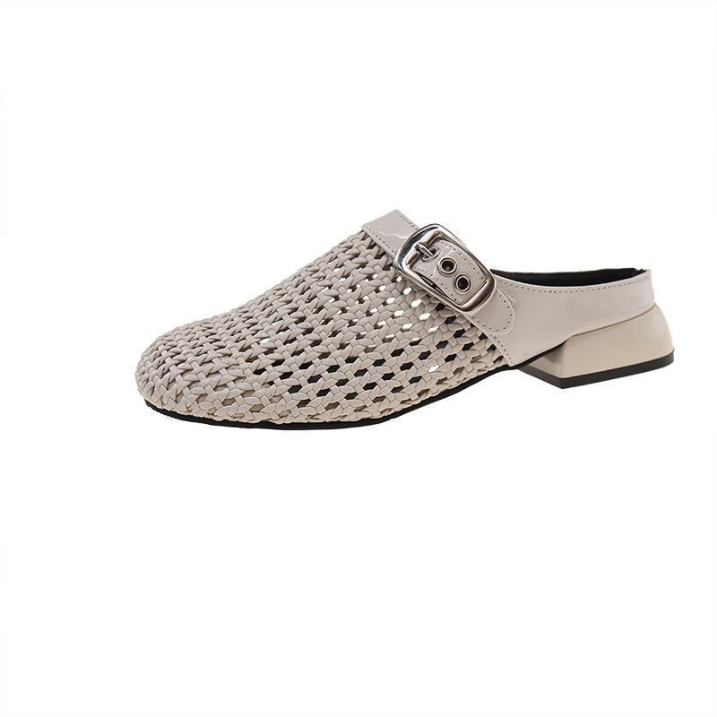 

Летний новый стиль 2025 года, нишевый дизайн, элегантные женские полушлепанцы, женская обувь в корейском стиле с модной пряжкой-ремнем 35