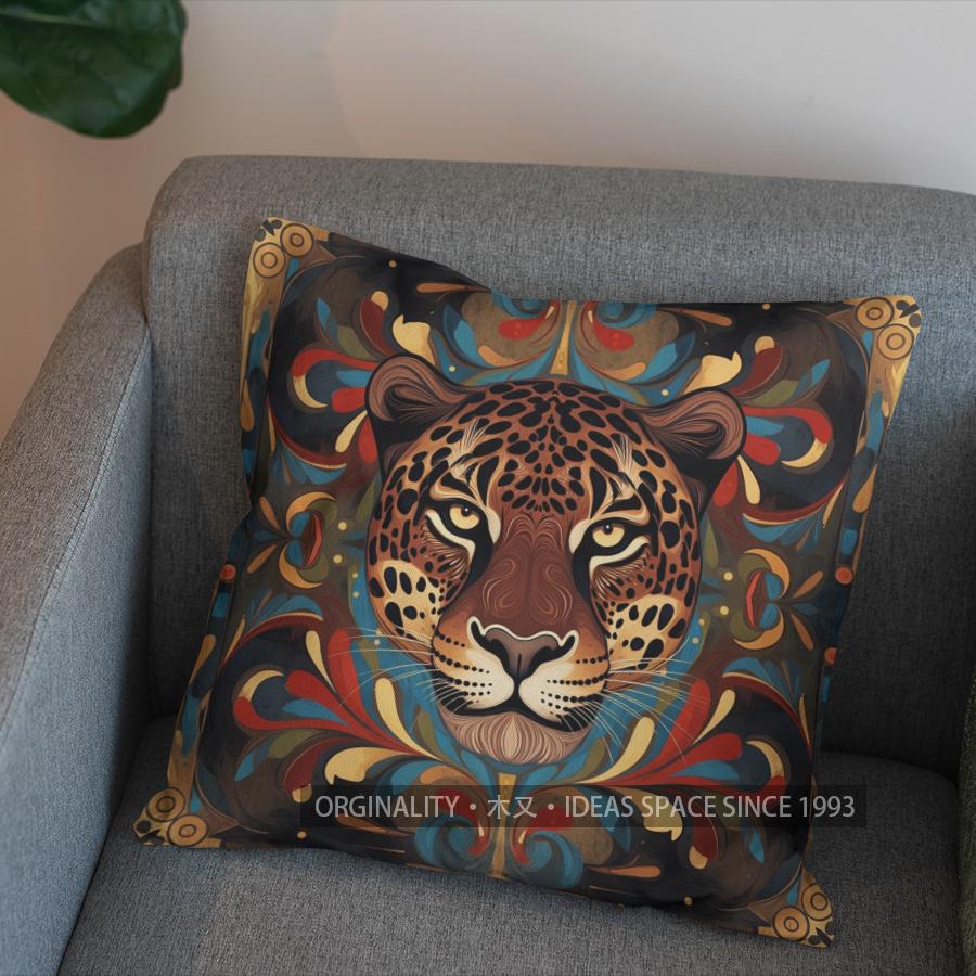 2D Leaping Cheetahs: African Inspired Decor Pillow Pattern Cushion Cover Suitable For Sofa Bedroom Car Pillow Cover