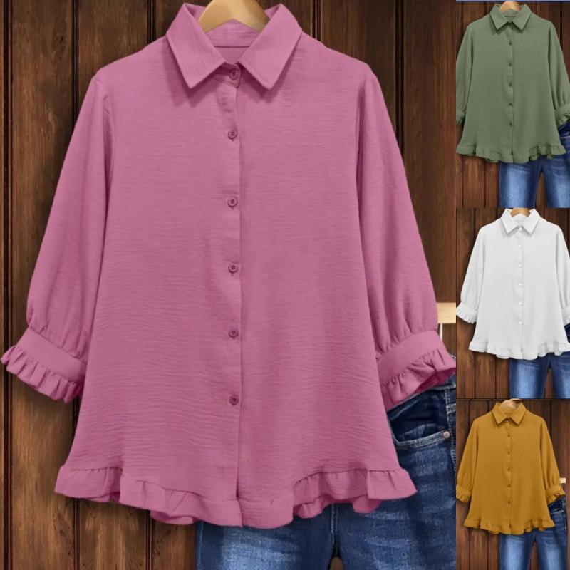 Women S Loose Fit V Neck Long Sleeve Printed Shirt
