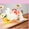 White Rooster Stunning And Girl Resin Figurine For Rustic Charm In Home Decor