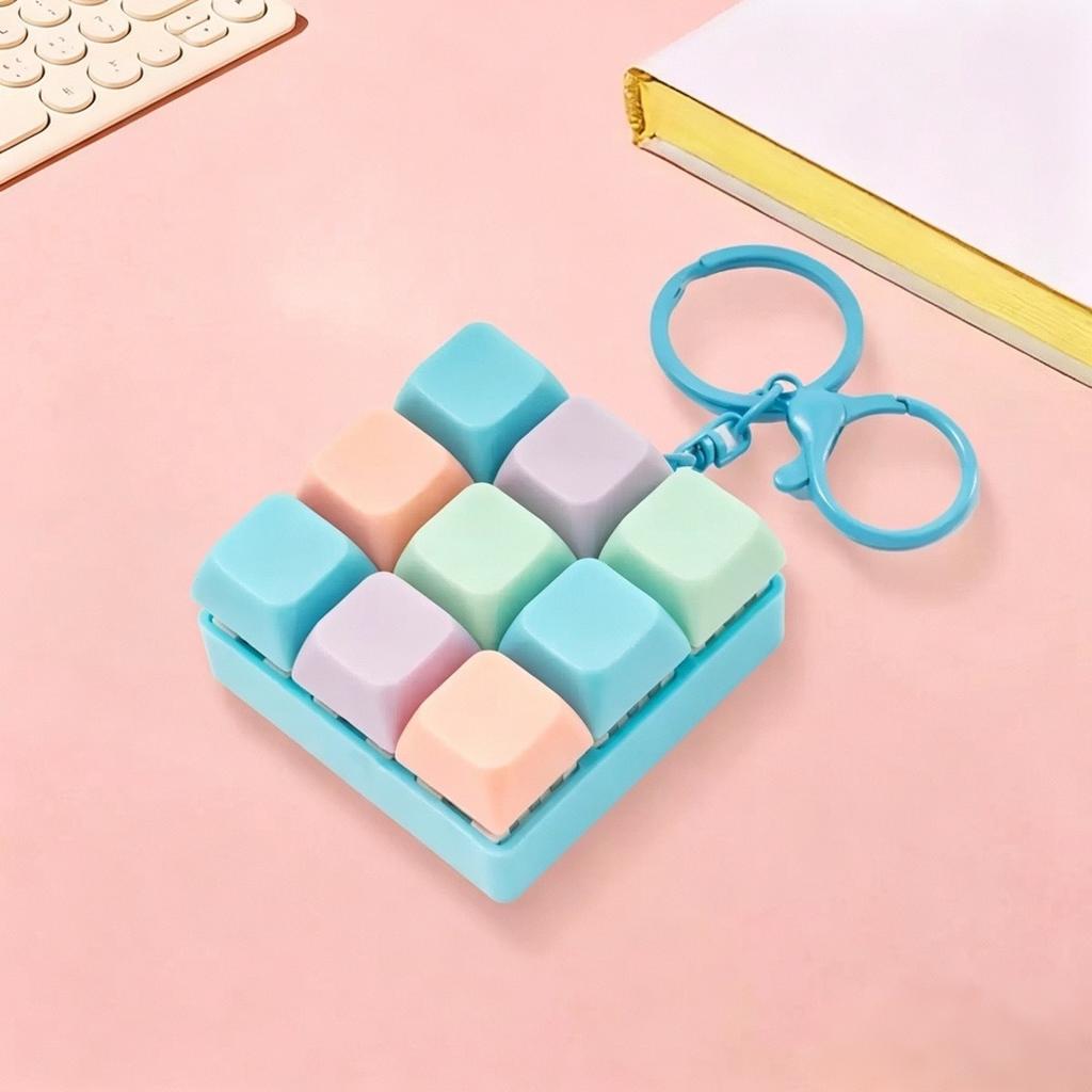 New Keyboard Fidget Toy Keychain Button Fidget Gifts for Adults To Relieve Stress Nine-key Can Be Assembled Freely@