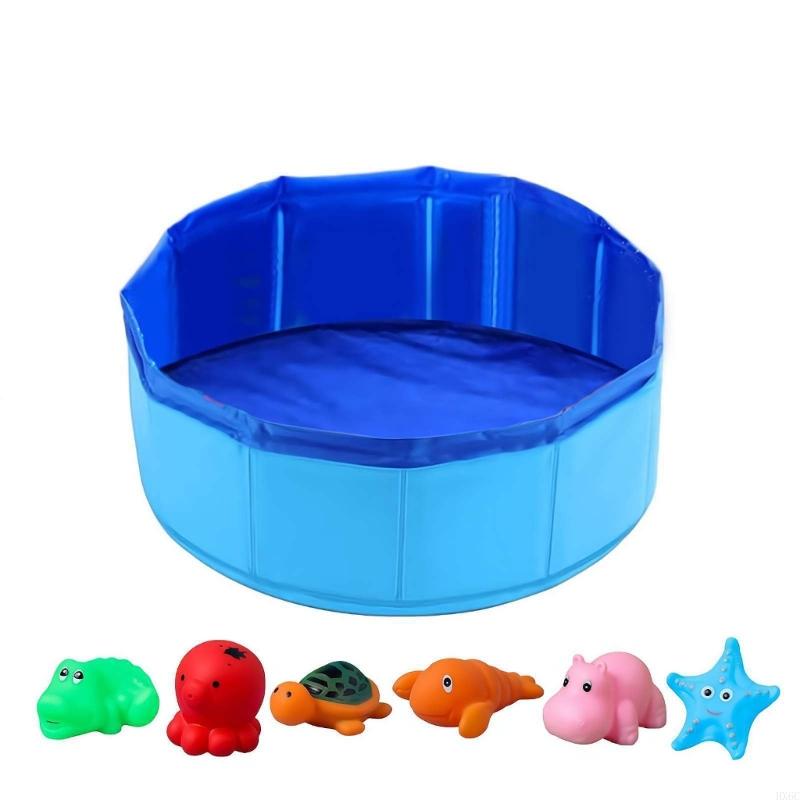 Foldable Pet Pool Foldable Water Basin Includes 6 Toy For Dog Cats Travel Use HX6C