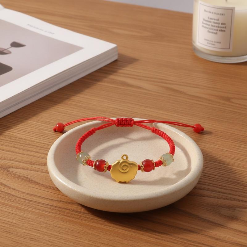 Handgeknüpftes Glücksschaf Rotfaden-Armband Chinesisches Sternzeichen Neujahrsseil Geflochtenes Armband Geschenke für Frauen Männer Kinder