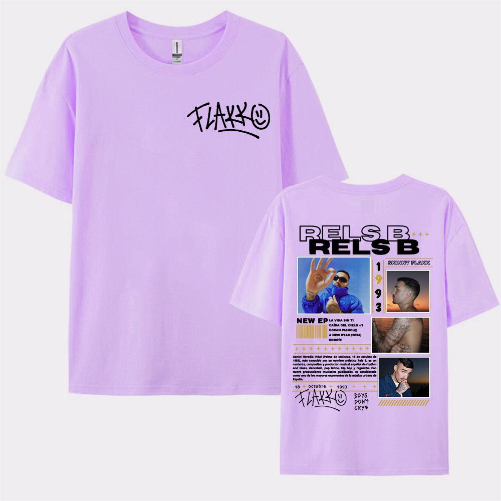 Rapper RELS B Skinny Flakk 2025 Tour Tshirt Men Clothing Fashion Hip Hop Punk Street Tshirts Unisex High Quality Cotton T Shirt