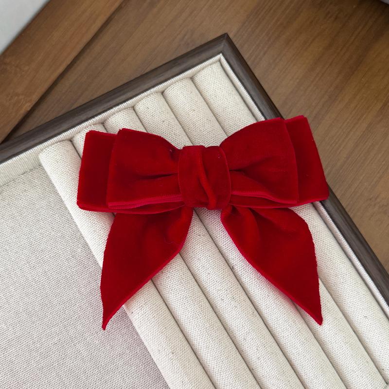 

Elegant Vintage Velvet Bow Pearl Hairpins With Fabric Alloy Clips For Girls Ponytail Barrette Headwear Accessories красный