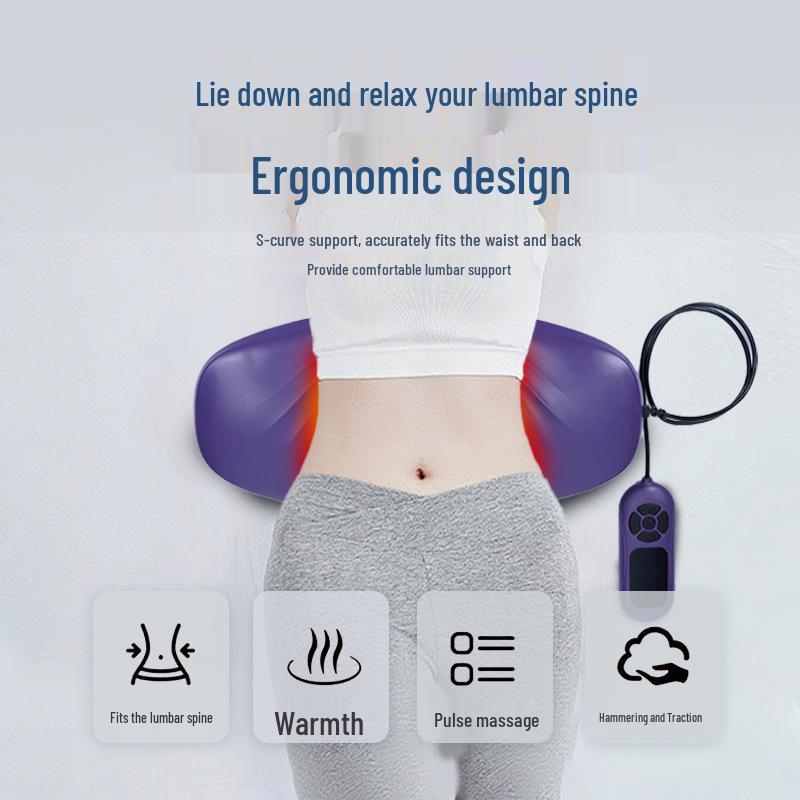 Portable Electric Lumbar Massager with Traction, Heating & Percussion