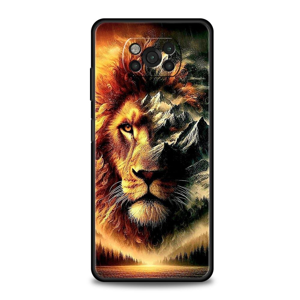 Cross Pattern Bicolor Lion Phone Case for Xiaomi Poco F7 F6 F5 F4 F3 X6 X5 X4 X3 NFC F7 Ultra M4 C51 C55 GT 5G Soft TPU Cover