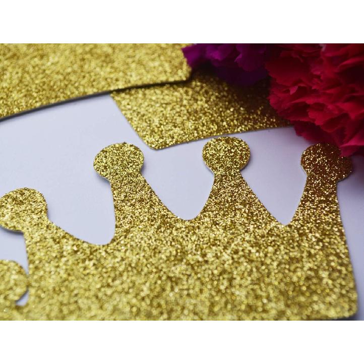 Crown Confetti 12pcs 4.7 inches Centerpieces for Baby Shower Decorations Birthday Party Supplies 1st Birthday Table Decor (Gold Glitter)