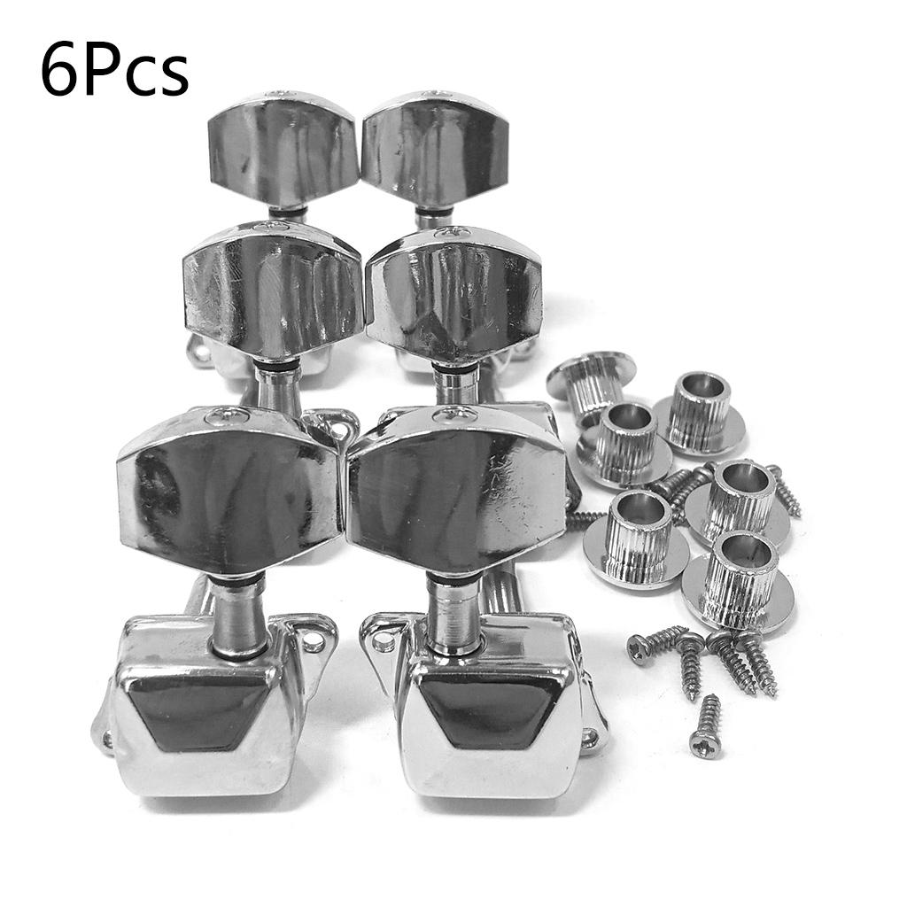 6PCS Guitar String Tuning Pegs Guitar String Button Tuner Machine Heads Metal Semi-Closed for Acoustic Electric Guitars