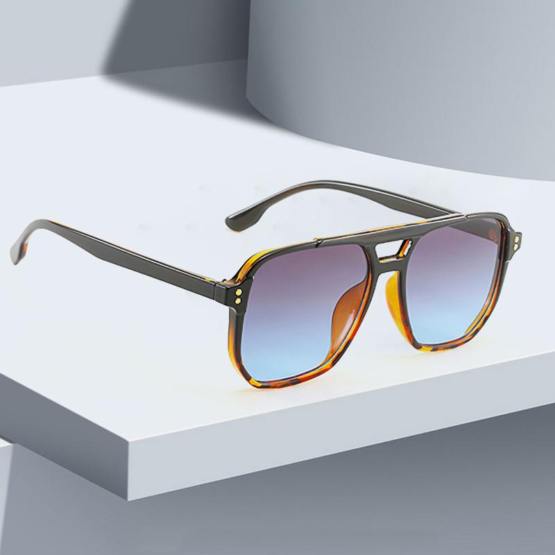 New In Simple Square Sunglasses For Women Leopard Print Alternating Glasses With Gradient Lenses Lightweight Sunglasses