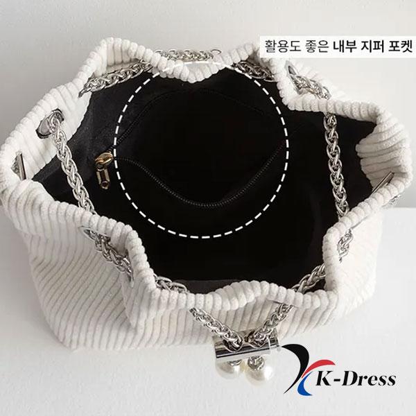 Corduroy Chain Mini Bucket Bag (1 Color)