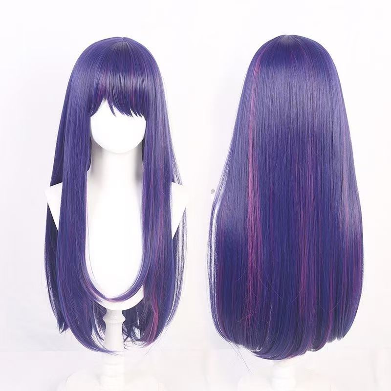 Parrucca Cosplay Anime, Hoshino Ai Viola Lunga Liscia Fibra Sintetica ad Alta Temperatura Parrucca