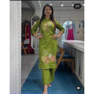 Bollywood Kurta Hosen Set Designer Partykleidung Baumwoll-Kurti Indische Damen Oberteil Tunika VFP-1842a