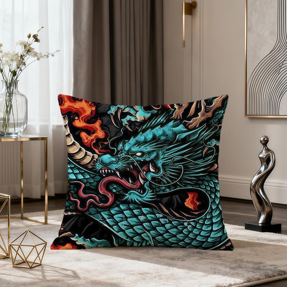 Fashion Red Dragon Dragon Art Colorful Soft Pillow Cover Sofa Home Living Room Office Decor Protective Covers Hogar Pillowcase