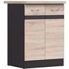 JUNONA Kitchen Base Unit 60 Cm - 2 Doors - Worktop - Sonoma Oak
