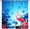 Flamingo Curtains,Tropical Plants Flower Print Window Treatments for Bedroom Living Room Jungle Animal Birds Drapes 2 Panel Set