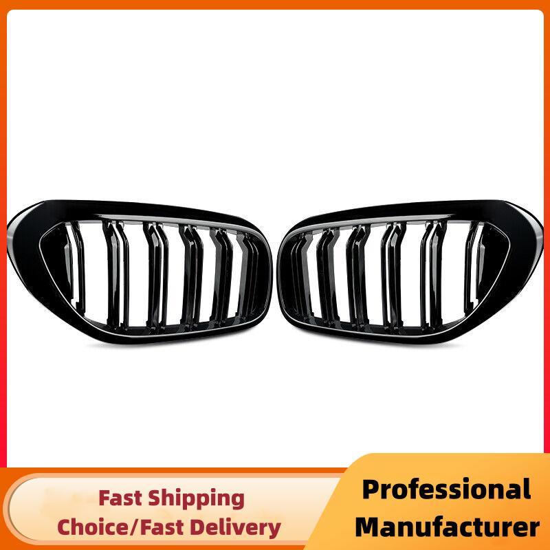 Car Front Bumper Racing Grille For BMW 5 Series G30 G31 520i 530i 540i M5 2017- Double Slat Kidney Grill Glossy Black Grille