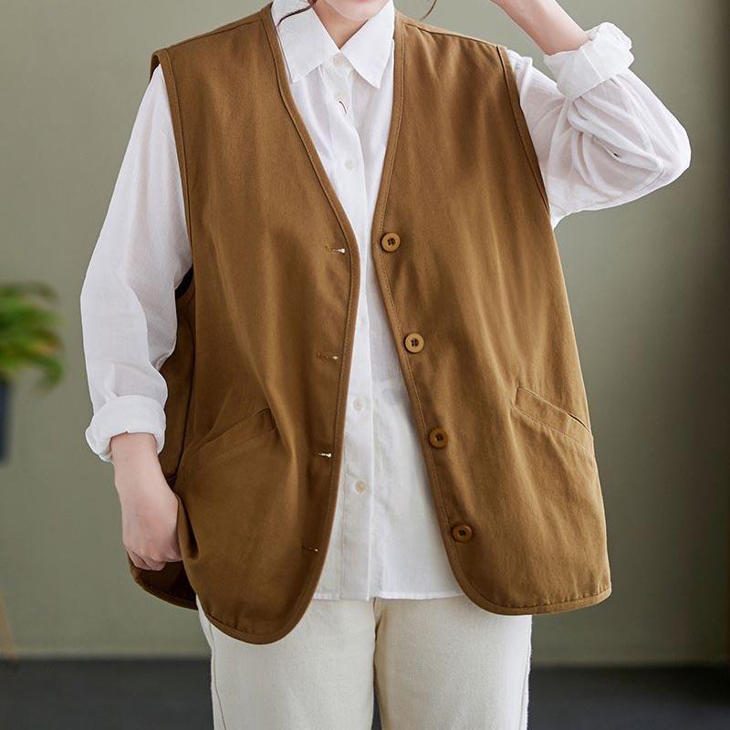 Vest for Women Cotton Oversize Casual V-neck Sleeveless Tops Vest
