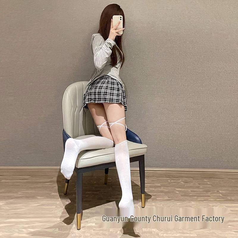 Cute Lolita Japanese Lace-Up Over-the-Knee Cotton Socks