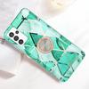 Coque - BOOLING - pour Samsung Galaxy A32 5G - Turquoise - Support Anneau Rotatif 360° - Motif Marbre