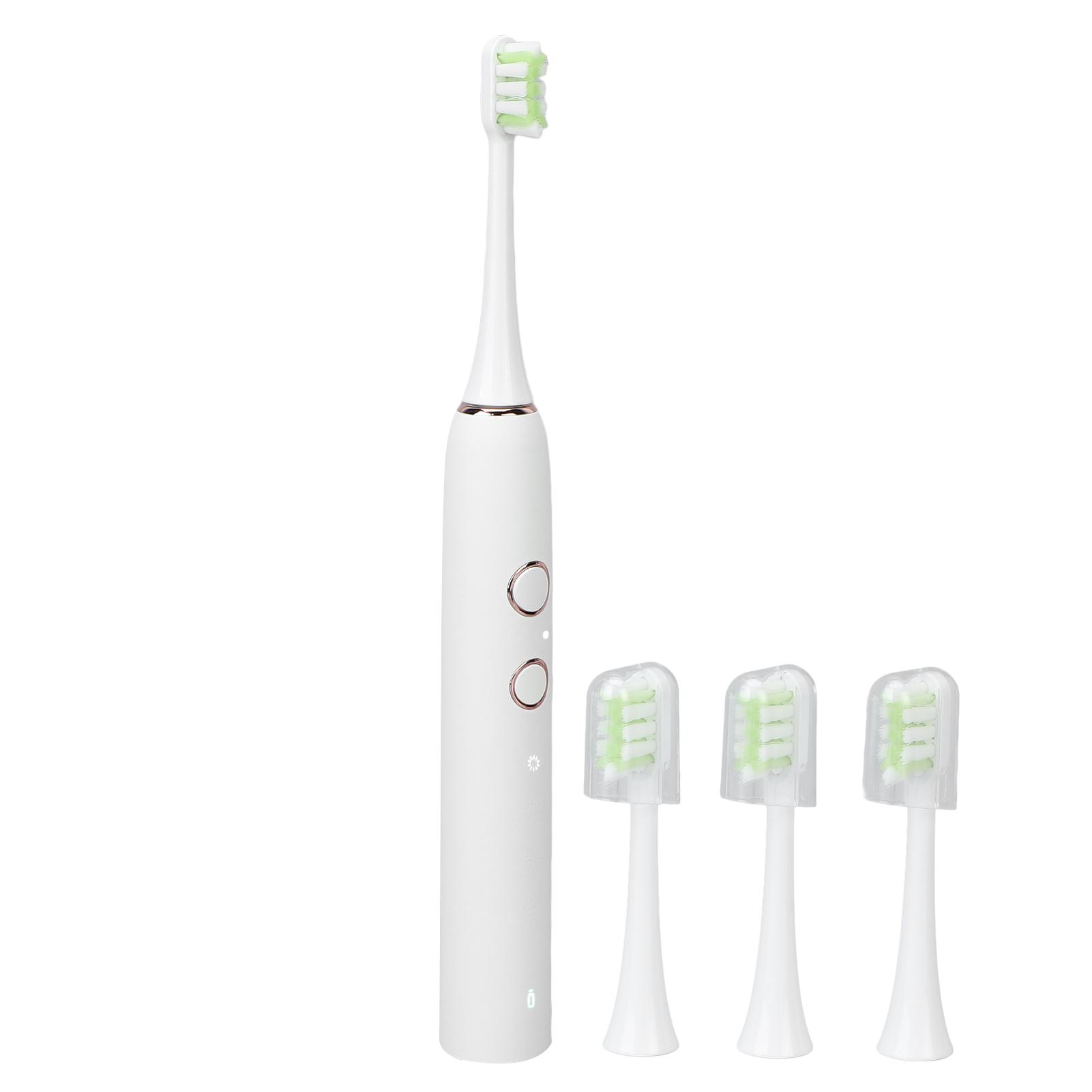 

Электрическая зубная щетка для взрослых IPX7 Водонепроницаемая 4-х скоростная вибрационная щетка для чистки зубов с 4 щетками белый