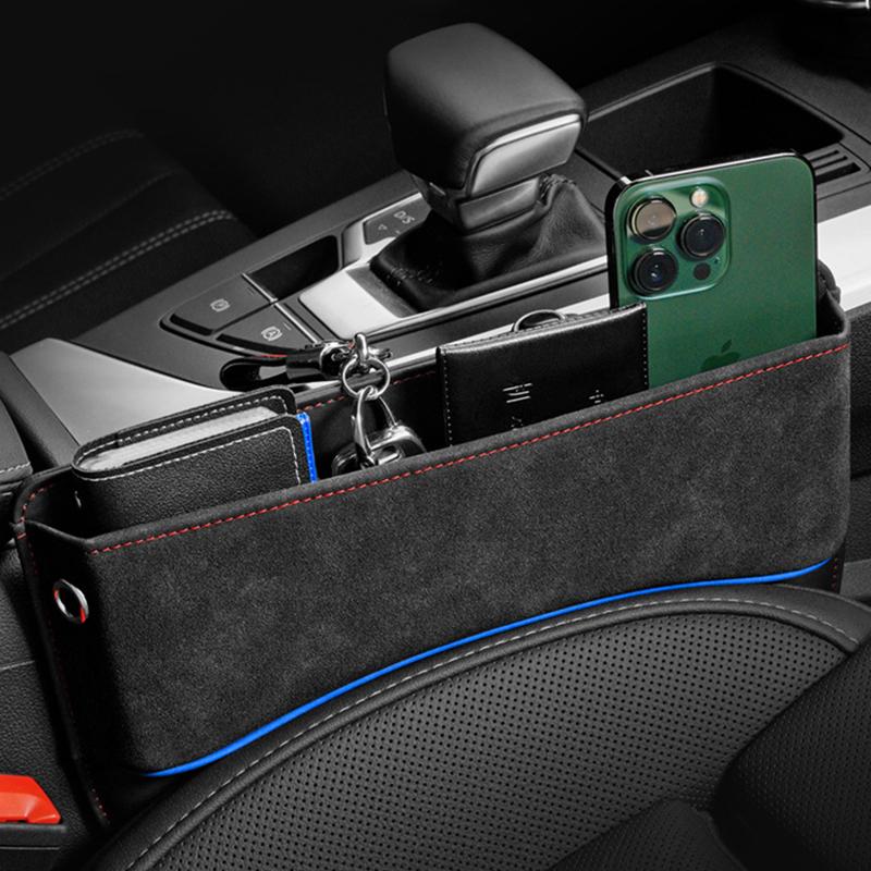 Suede Seat Side Storage Pocket for Car Seat Gap Filler Organizer Box Pu Leather Car Crevice Stowing Tidy Interior Accessories