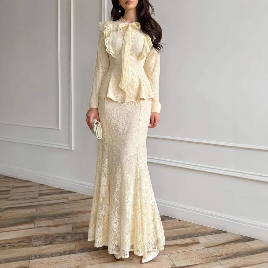 Cross-border European Beautiful Woman Amazon Sexy Small Fragrance Light Luxury Celebrity Lace Fishtail Hip Skirt