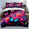 Colorful Butterflies and Roses Bedding Duvet Cover Set Duvet Cover Pillowcases (1 * Duvet Cover 2 * Pillowcases, without duvet insert)