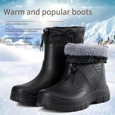 Scarpe da pioggia da uomo Stivali da pioggia invernali caldi in gomma Stivali da lavoro impermeabili da esterno per uomo Antiscivolo Stivali da pesca Botas Lluvia Hombre
