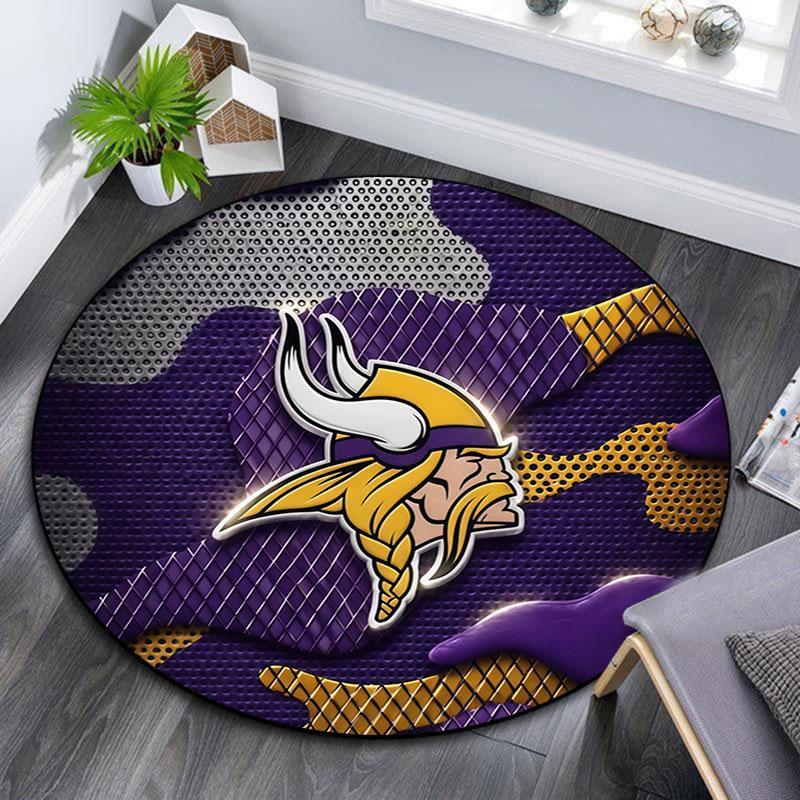 Minnesota Vikings2,Runder Teppich,Teppich für Wohnzimmer Schlafzimmer Sofa Spielzimmer Dekoration,Rutschfeste Bodenmatte